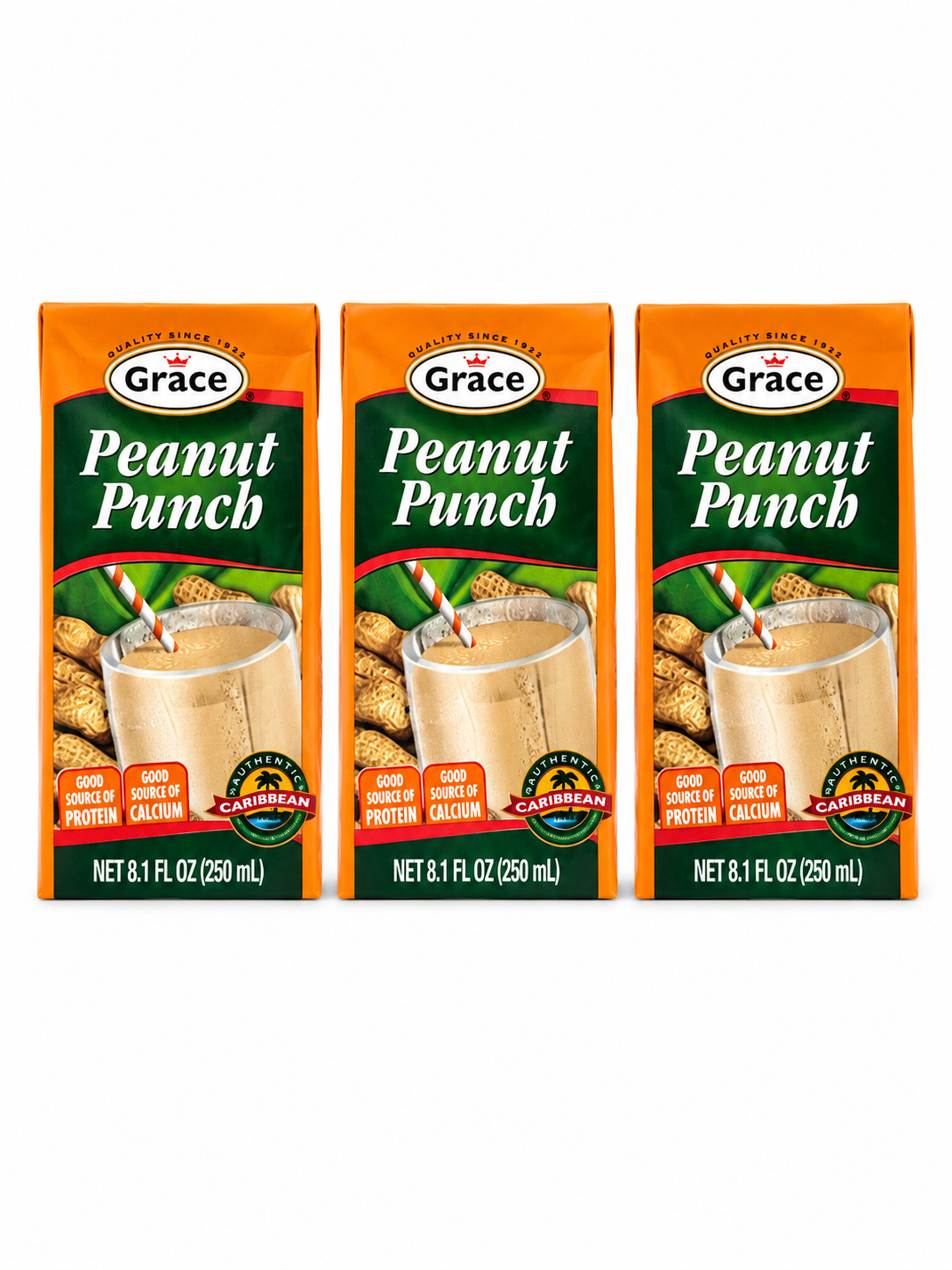 Grace Peanut Punch – 3 Pack  (Authentic Caribbean Peanut Beverage) 250ml