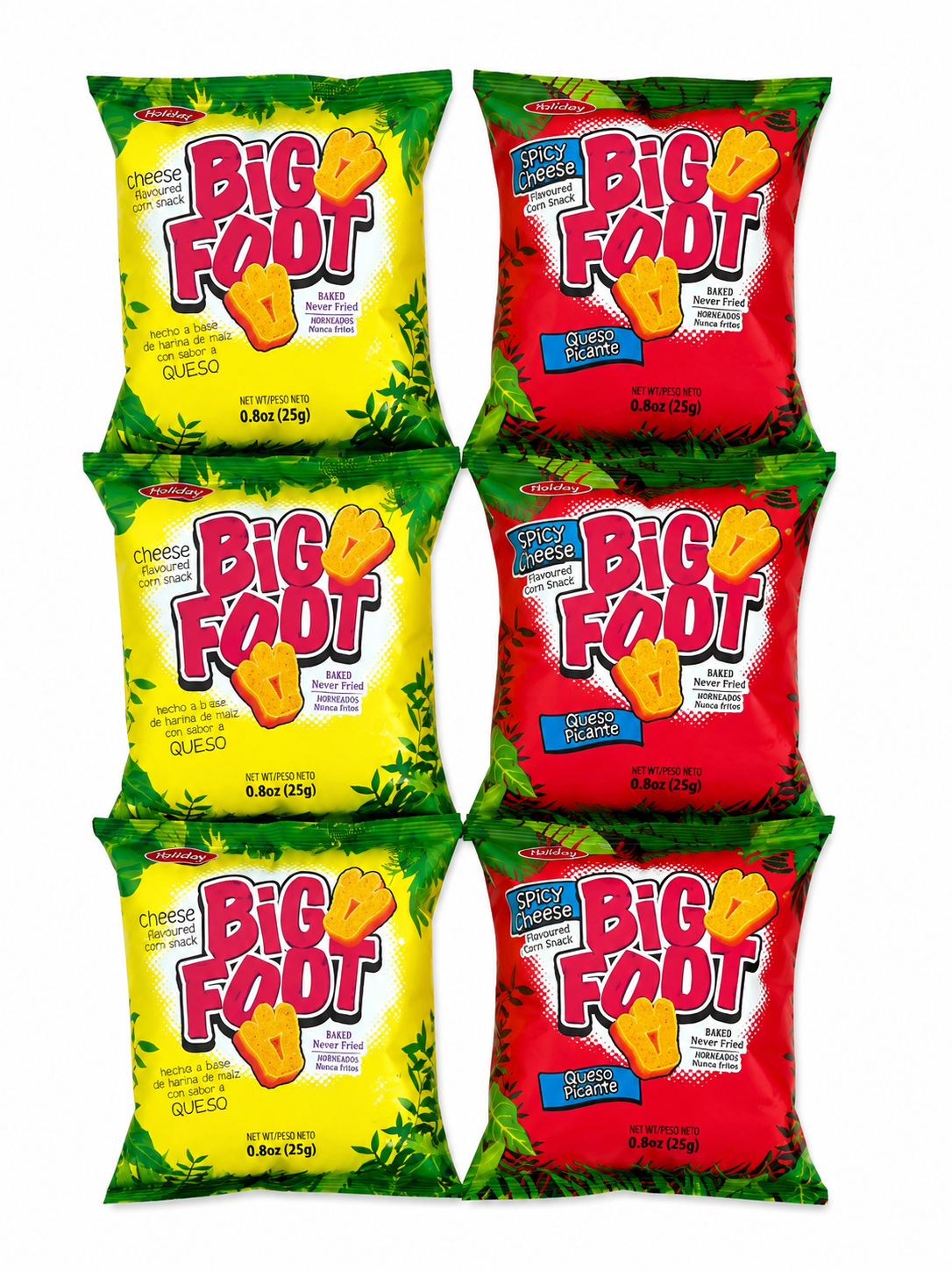 Big Foot Variety Pack – 6 Pack  (Original & Spicy Caribbean Snack)