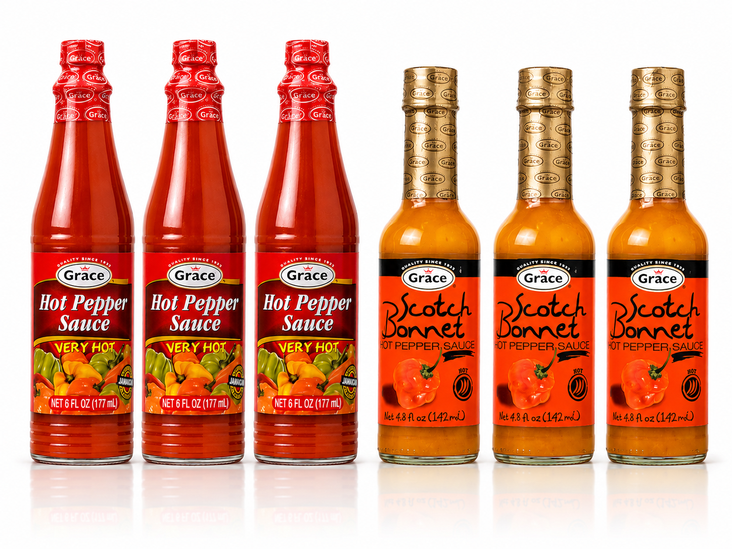 Title  Jamaican Hot Sauce Variety Pack – 6 Pack (Grace Hot Pepper & Scotch Bonnet Sauces)